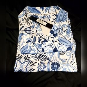 White Mark - Blue and wht floral S/S, pants pj's